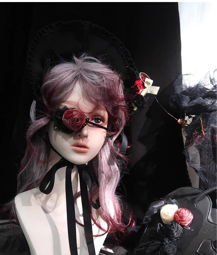 CastleToo~Moonlit Blooms~Gothic Lolita Wig Gradient Wine Red Texturizing Lolita Wig   