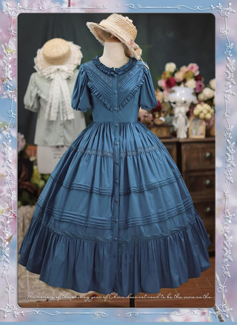 Tiny garden - Elegant Lolita Short Sleeve OP Multicolors S blue