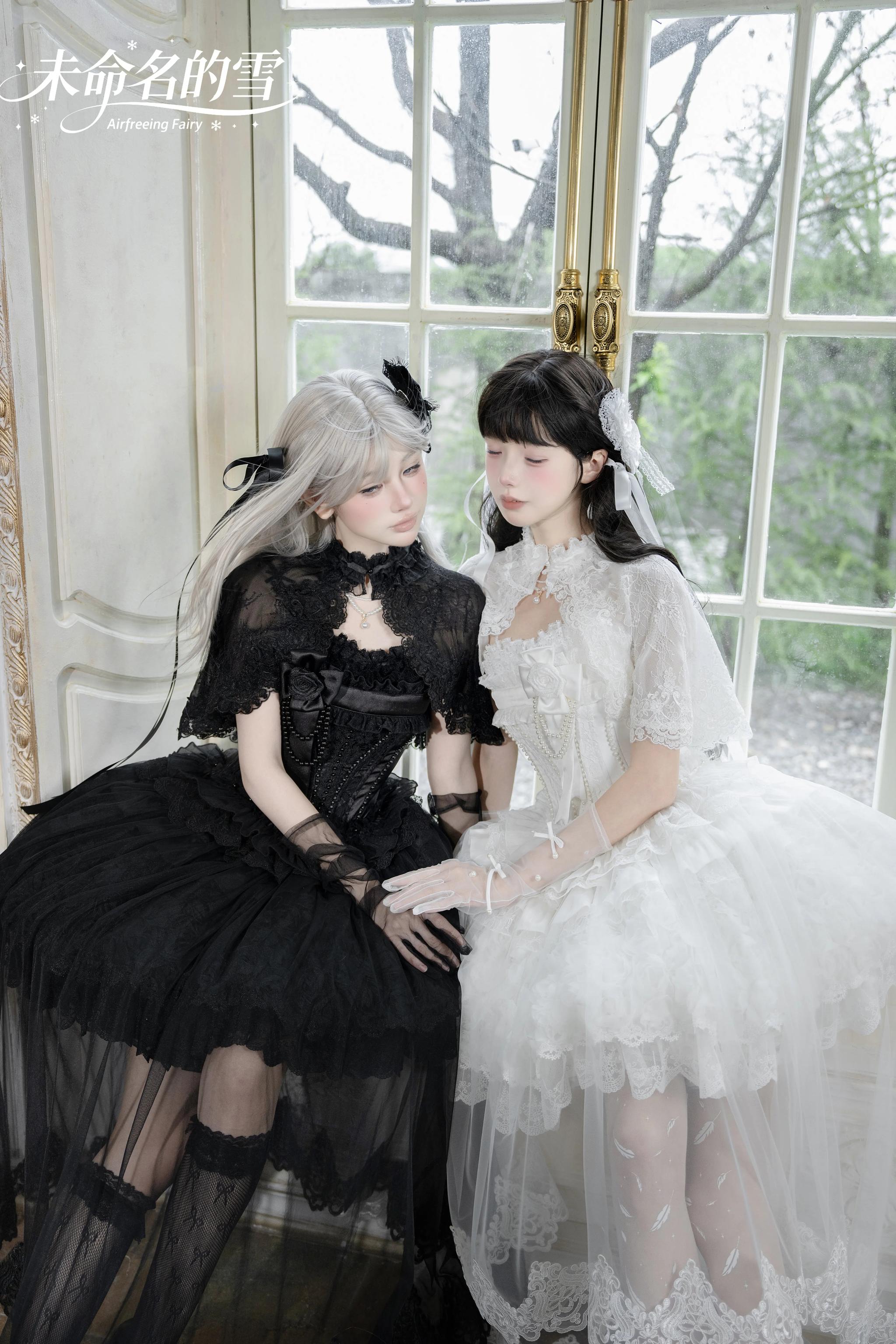 Nameless Snow - Classic Lolita Corset JSK Dress, Detachable Cape 45683:859006