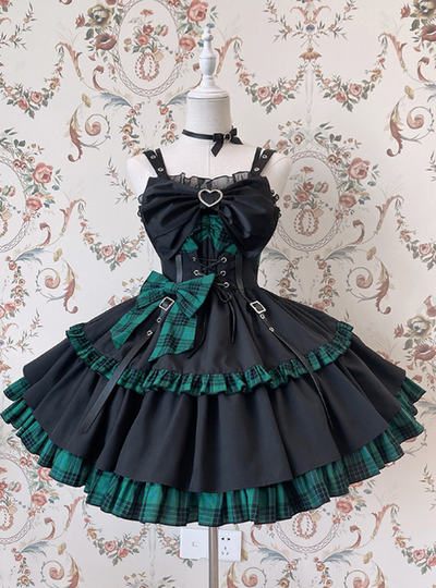 Alice Girl~Gothic Lolita Dress Blue Plaid Jumper Dress   