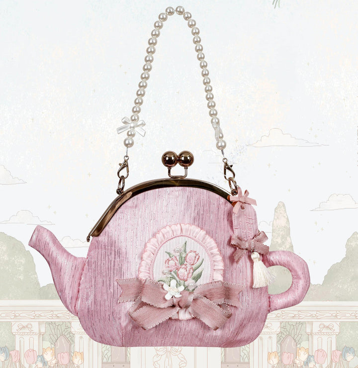 LittlePlum~Kawaii Lolita Gradient Accessories Multicolor Teapot Gold Mouth Bag · Pink  