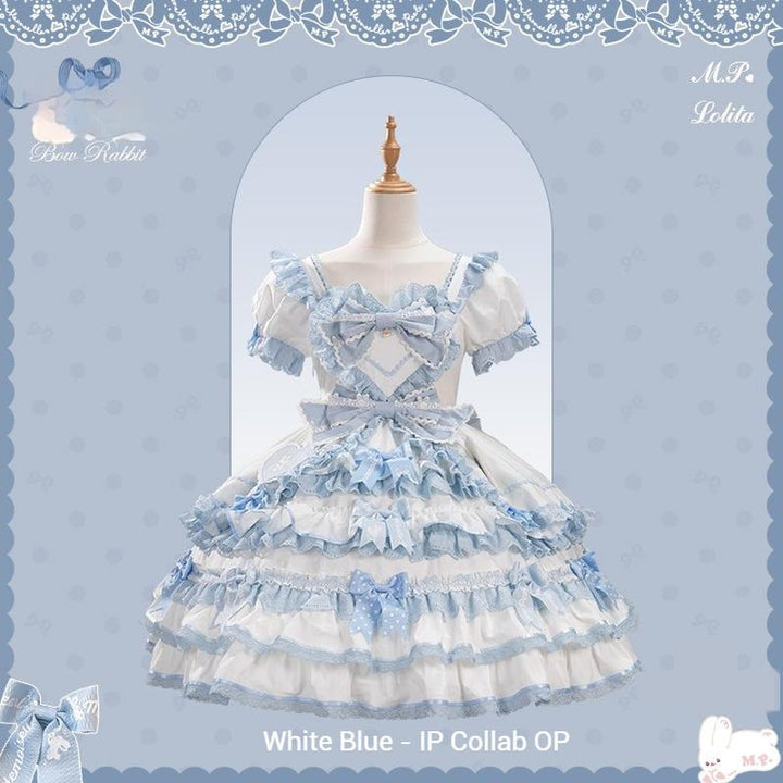 Mademoiselle Pearl~Bow Rabbit~IP Collab Sweet Lolita OP in Multiple Styles (L M S XL XS) 43054:764022