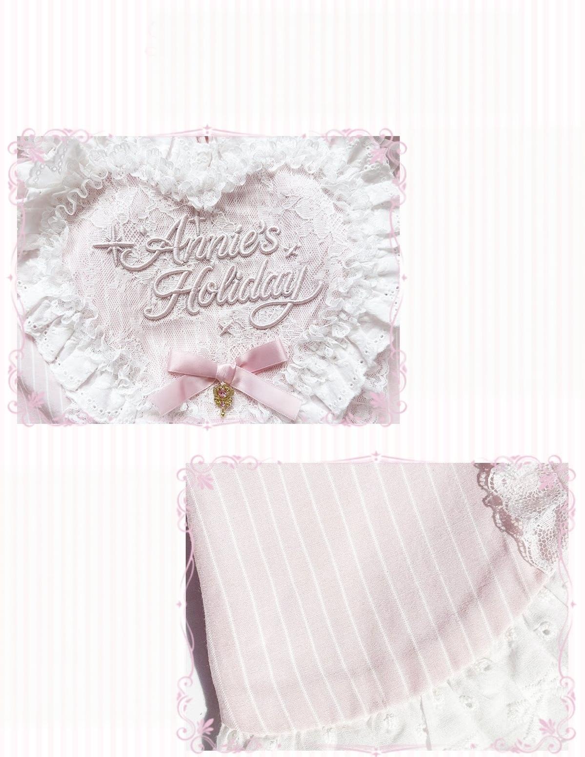Sparkle Annie - Plus Size Sweet Lolita Top & SK Set, Cream Pink Pinstripe 45943:869257