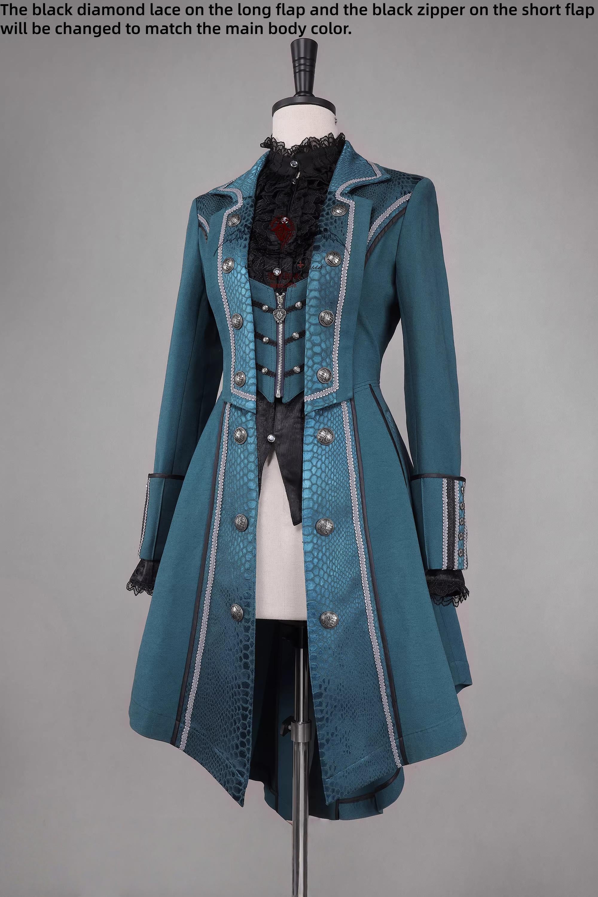 Bat Wing - Embroidery Ouji Lolita Coat, Detachable Front Panels 44433:808182