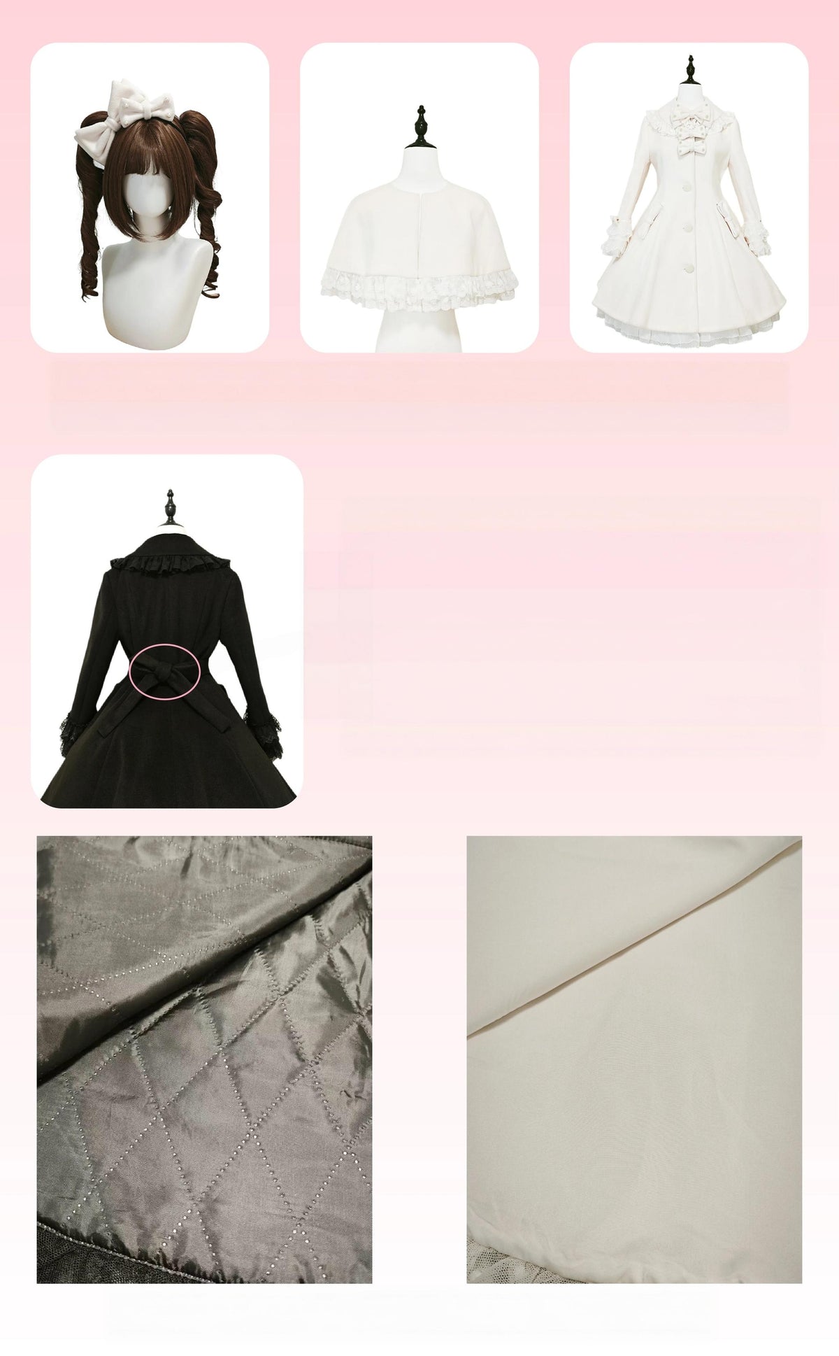 Lace Heart-Knot - Winter Sweet Lolita Lace Cape Coat, A-line Fit