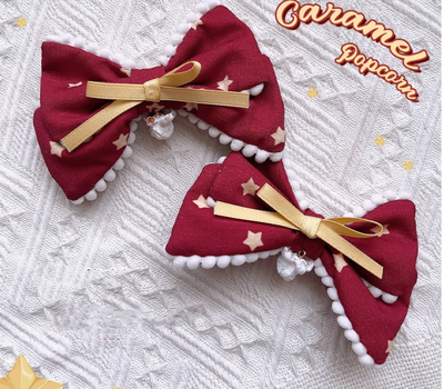 Mewroco~Popcorn~Christmas Sweet Lolita Red Hair Accessories a pair of side clips  