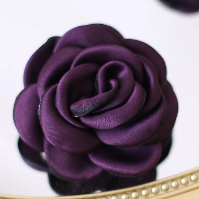 Xiaogui - Retro Lolita Brooch Rose Hairpins Flower Headdress Deep purple