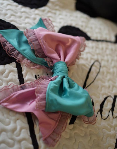 (BFM)Second YangLan~Rotating Tiger~Kawaii Lolita Accessories Circus Theme Pink green - back bow S 