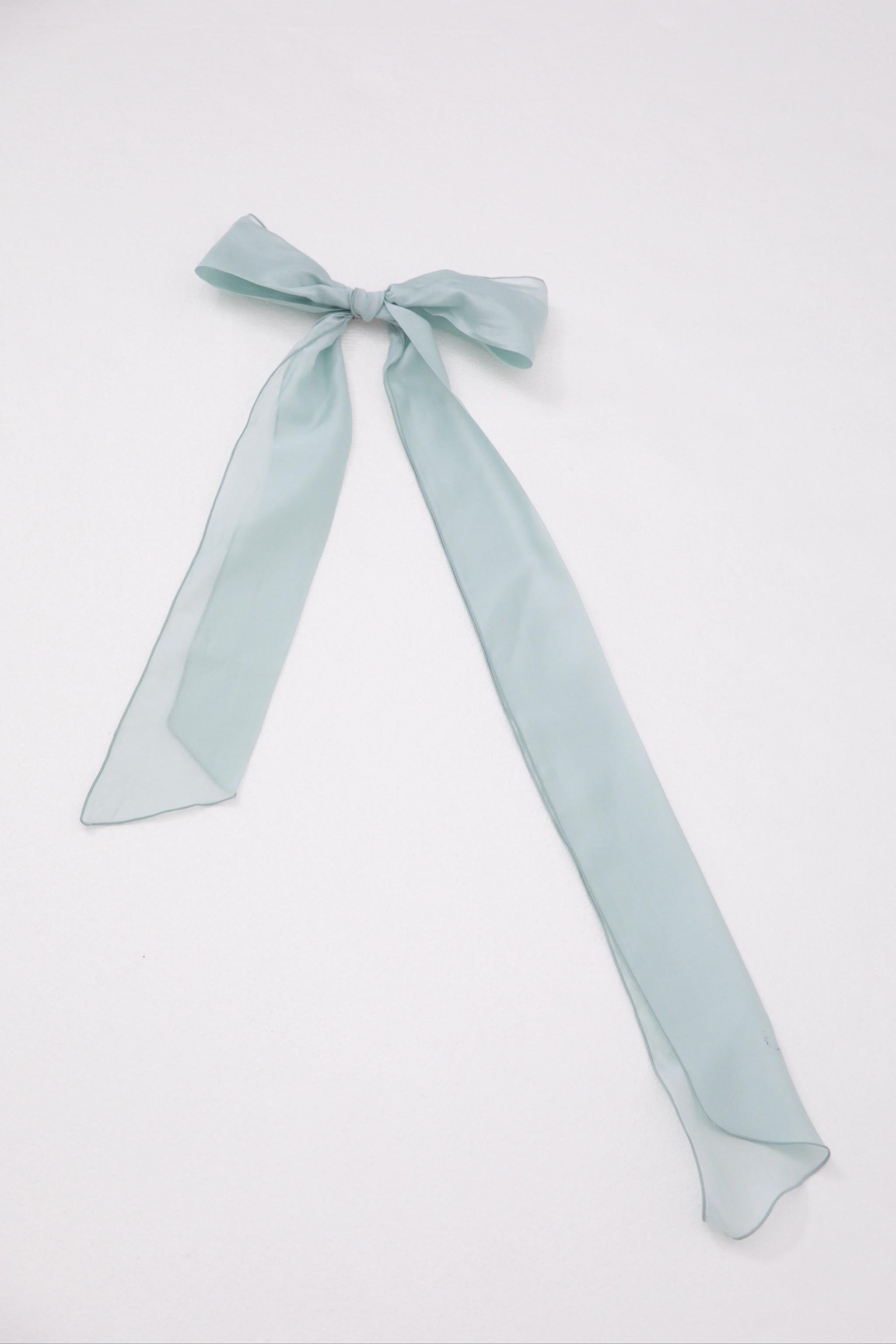 ZJstory - Sonnet Summer - Sweet Lolita Accessory Set Bow KC Hairband Waist Tie Mint Tencel Large Bow Only F