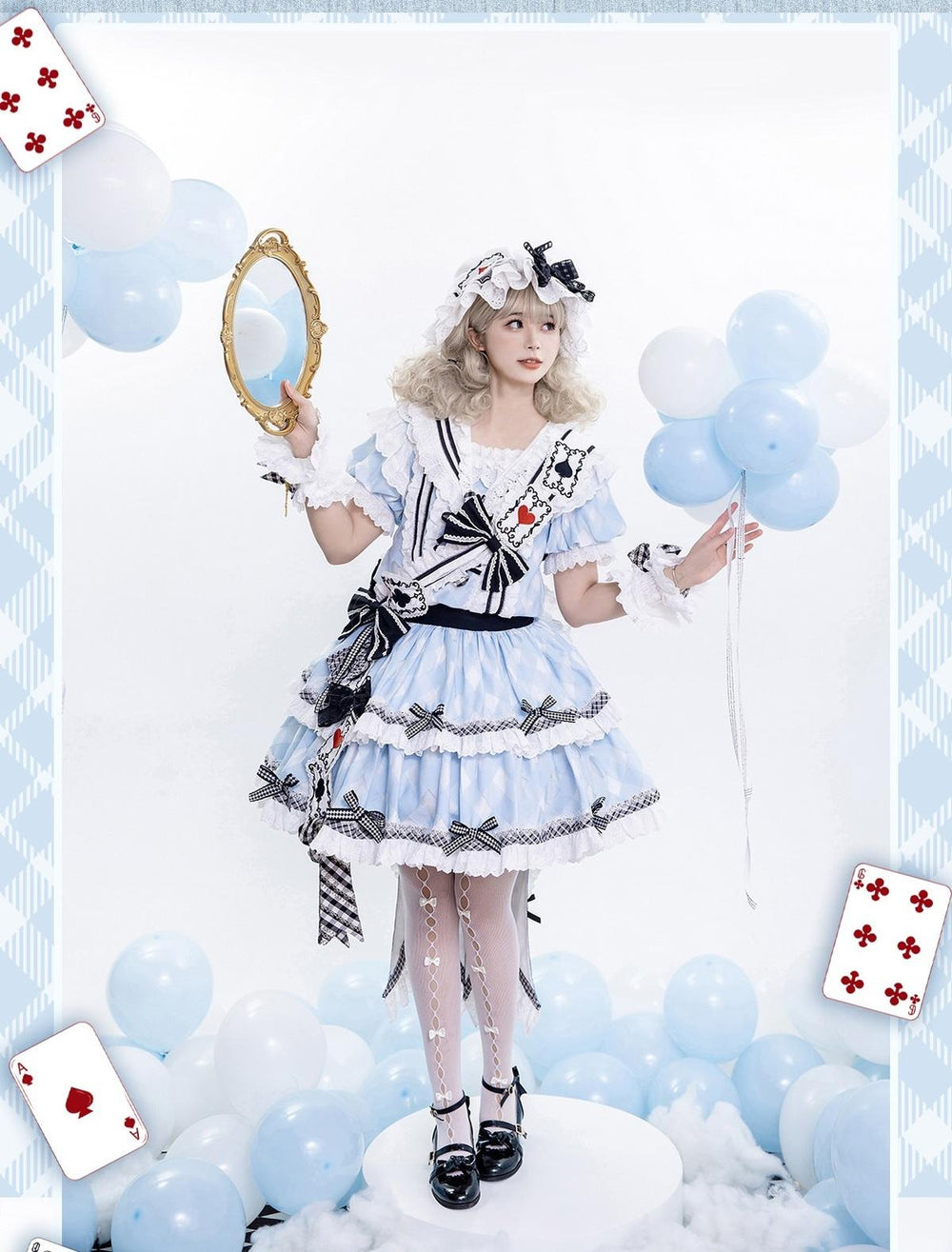 Bramble Rose~Mirror Tea Party~Sweet Lolita OP Dress Set with Sailor Collar