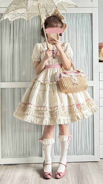 Seventh Puppet~Cream Waffle~Sweet Lolita Doll Sense Dress   