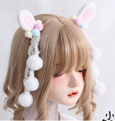 Xiaogui~Sweet Lolita Powderblue Rabbit Ears Hair Pin   