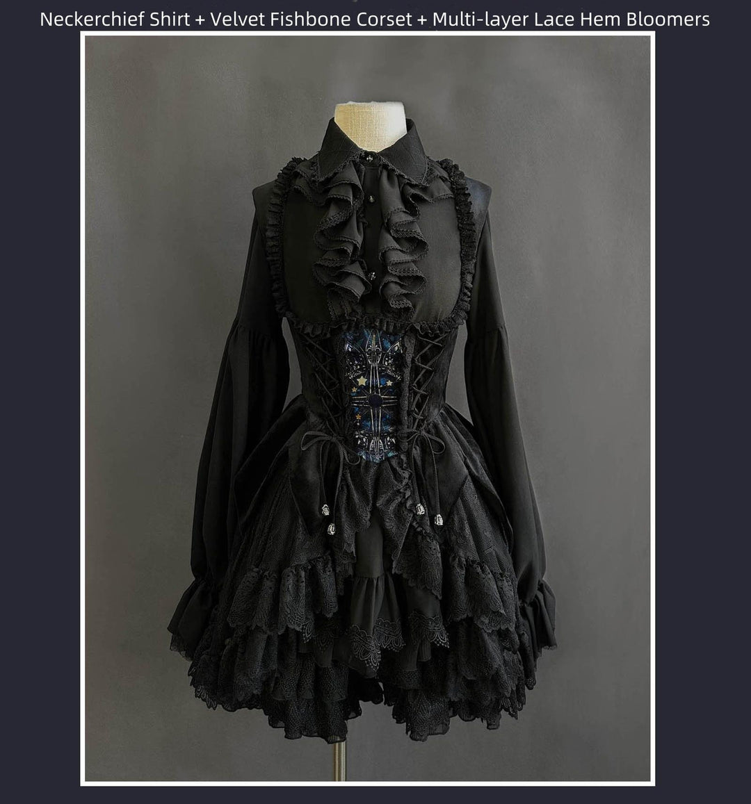 SUSIN~Night Traveler~Classic and Elegant Gothic Dress with Colorful Window Prints