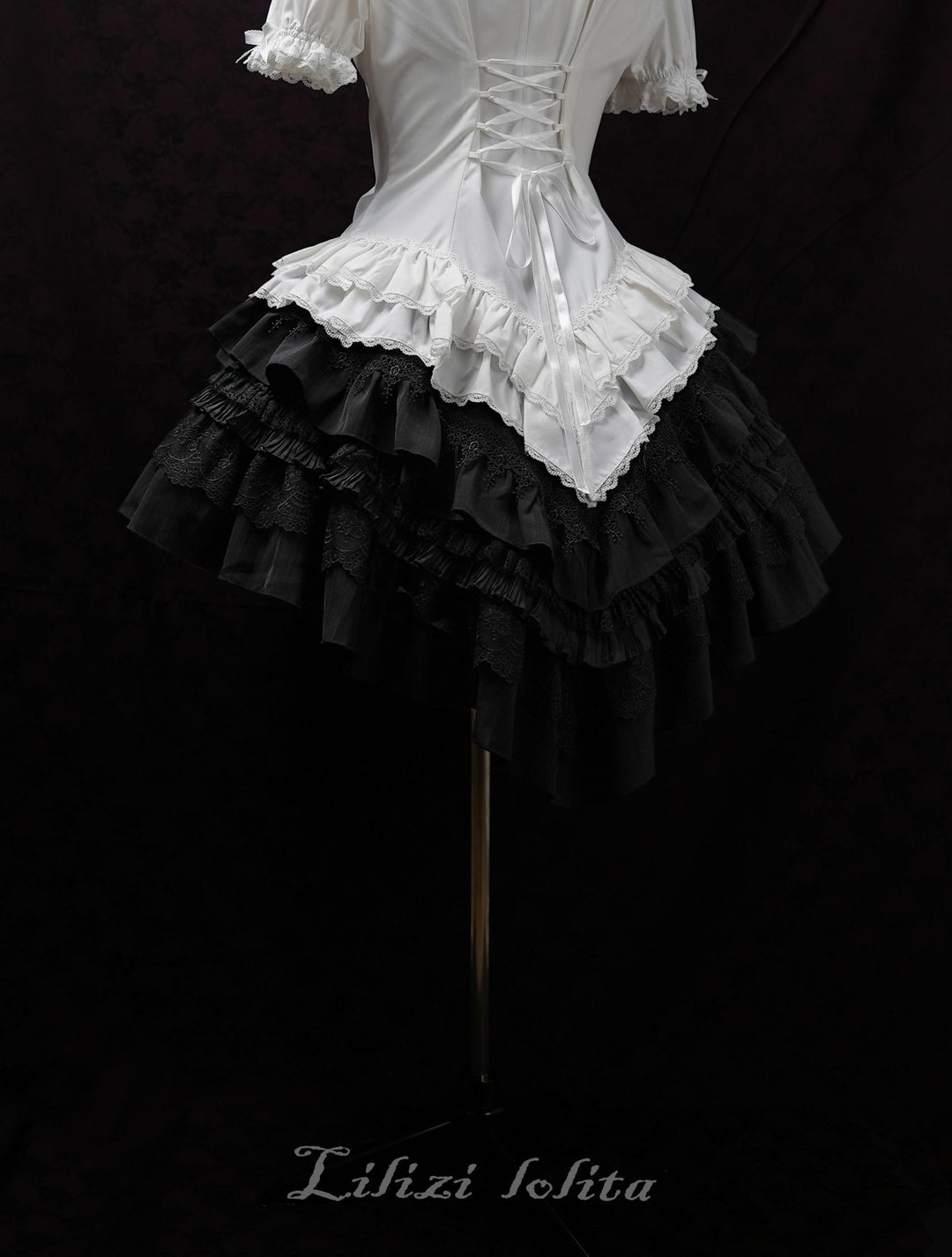 (BFM)Lilizi~Crumbled Gift~Gothic Lolita Shirt Short Sleeve Blouse Neckerchief Brooch   