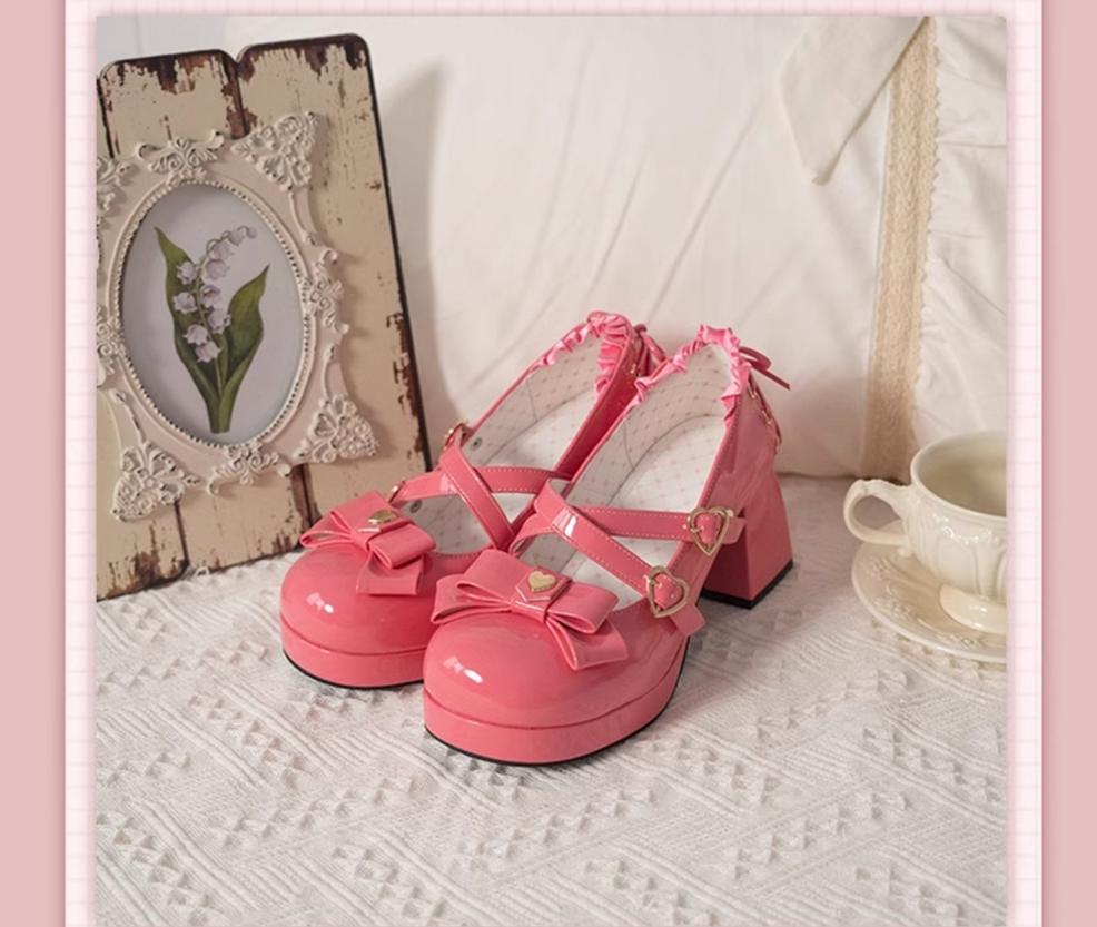 Milk Bun Bunny~Sweet Lolita High Heel Bow Princess Lolita Shoes 40632:670142