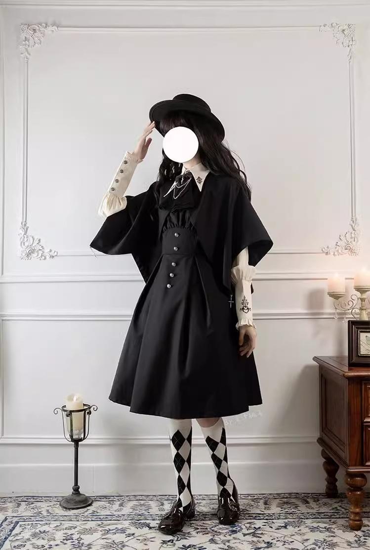 CastleToo - Night Raven Magic - Ouji Lolita Dress Set Prince Suspender Shorts Cape
