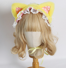 Xiaogui~Sweet and Lovely Lolita Cat Hair Band star cat hairband (yellow and pink)  