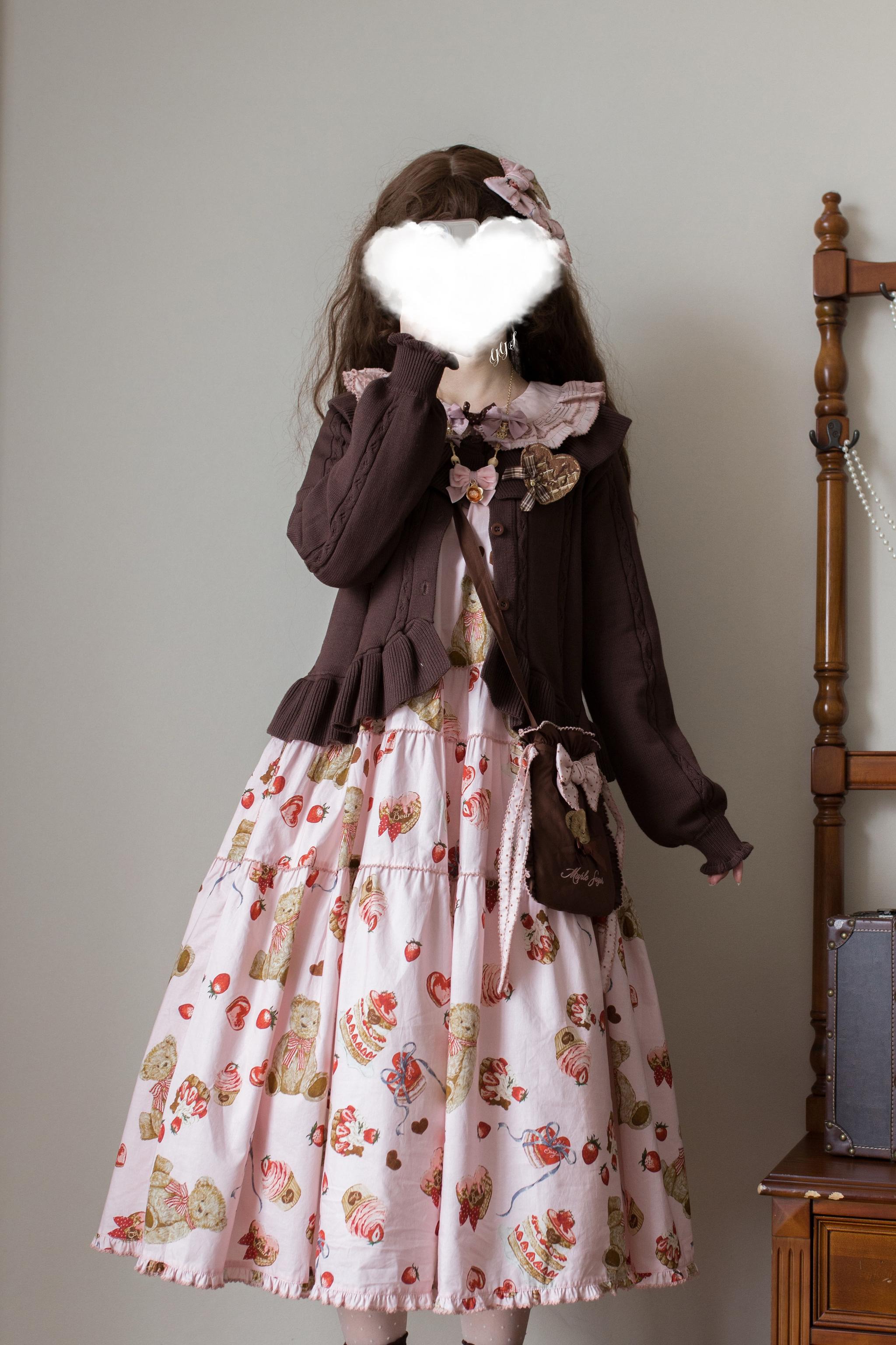 Hot Chocolate - Solid Lolita Cardigan, Ruffle Details 44516:811924