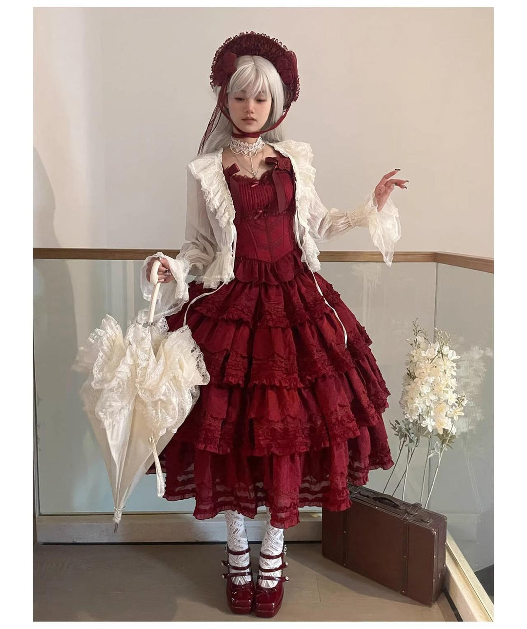 MEEKWIND~Miss Flora~Elegant Lolita Headdress Solid BNT & Choker & Hat