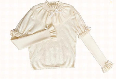 Flower and Pearl Box~Persimmon~Autumn Persimmon Print Lolita OP JSK SK Dress XS Sweater Innerwear (Beige) 