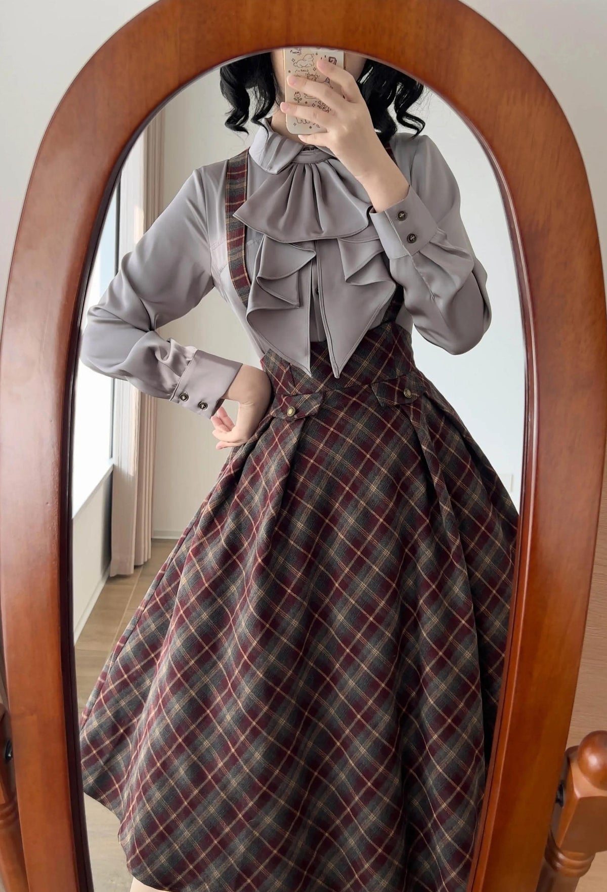 Forest Beats - Elegant Classic Lolita Suspenders Skirt, Plaid Pattern 46082:874460