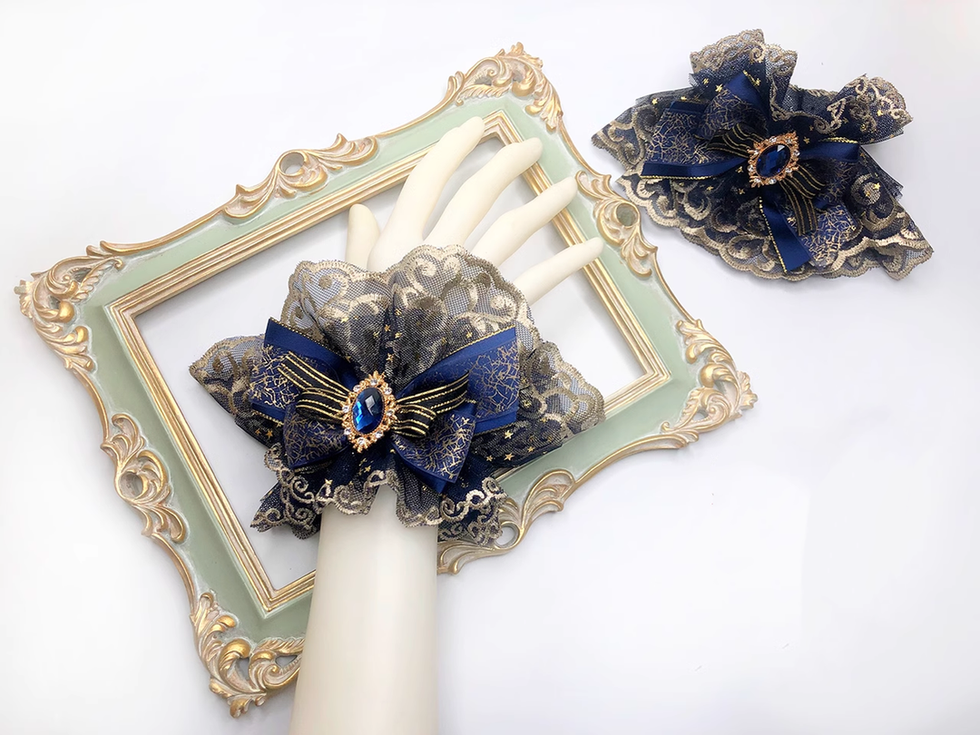 Qianye~Gorgeous Lolita Cuffs Indigo Hand Sleeves Lolita Accessory One cuff  