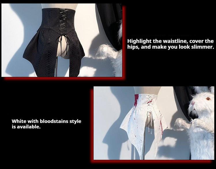 Blue Moon Bone Erosion - Gothic Lolita Waist Cincher, Bat Wing Hem 44453:809607