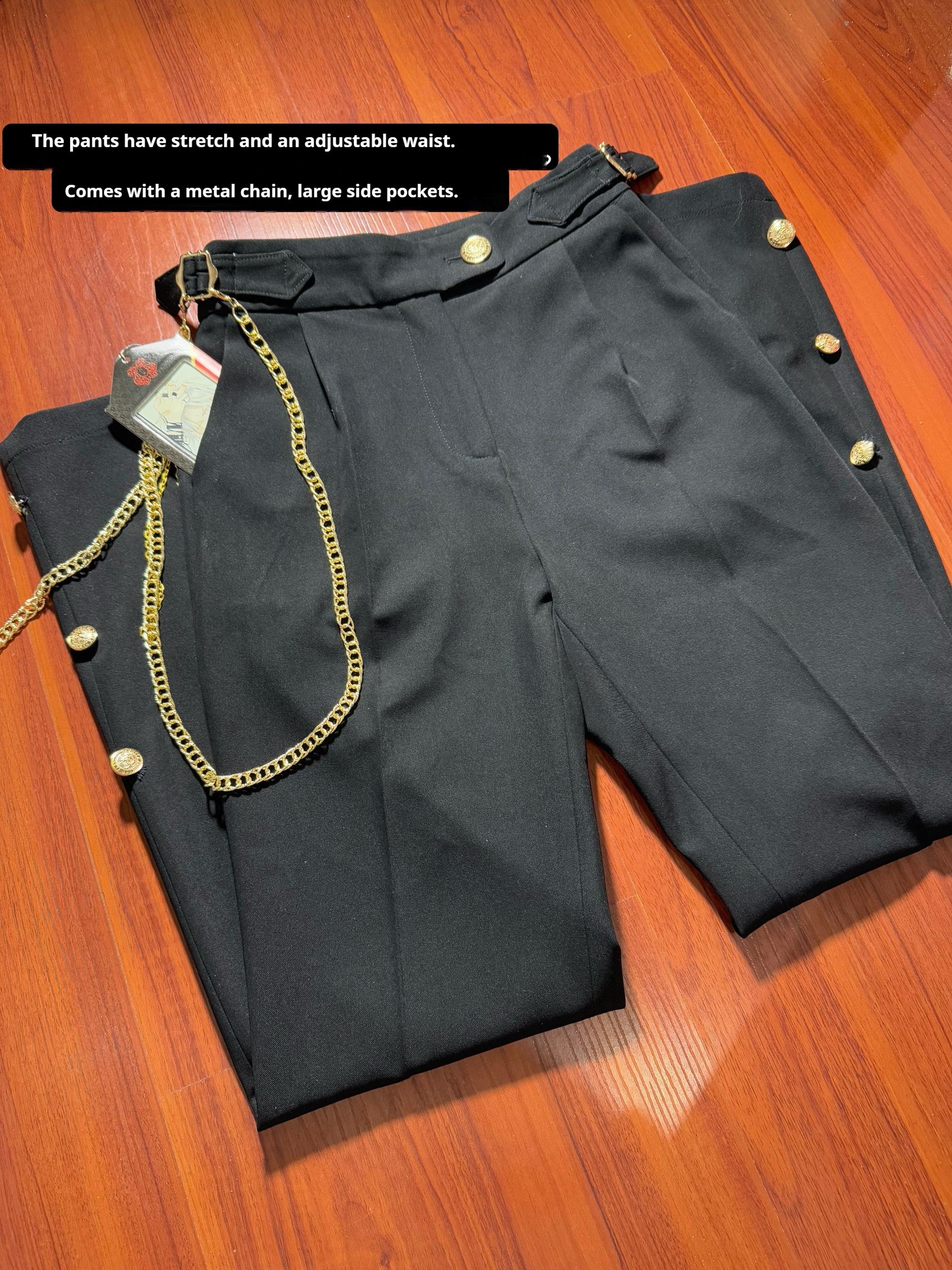 Gazing Galactic - Dawnbreak - Ouji Lolita Pants Suit with Military Coat and Cape Single Pants Only S