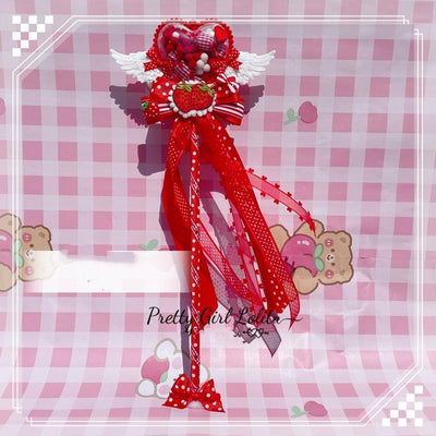 Pretty Girl Lolita~Angel Love Wings~Sweet Lolita Cane 45 cm Photo Props Wand red strawberry  