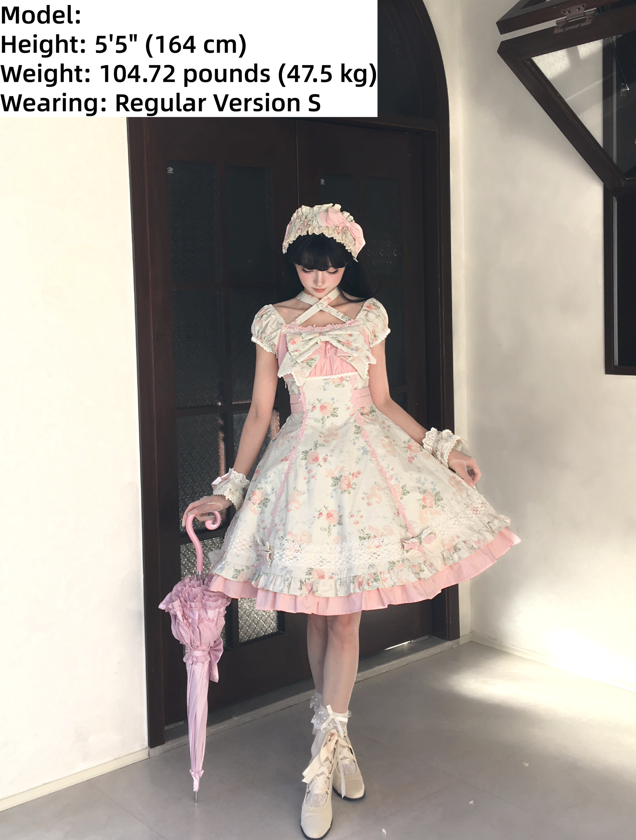 Meet Spring - Floral Printed Old School Lolita OP Dress 44915:827748