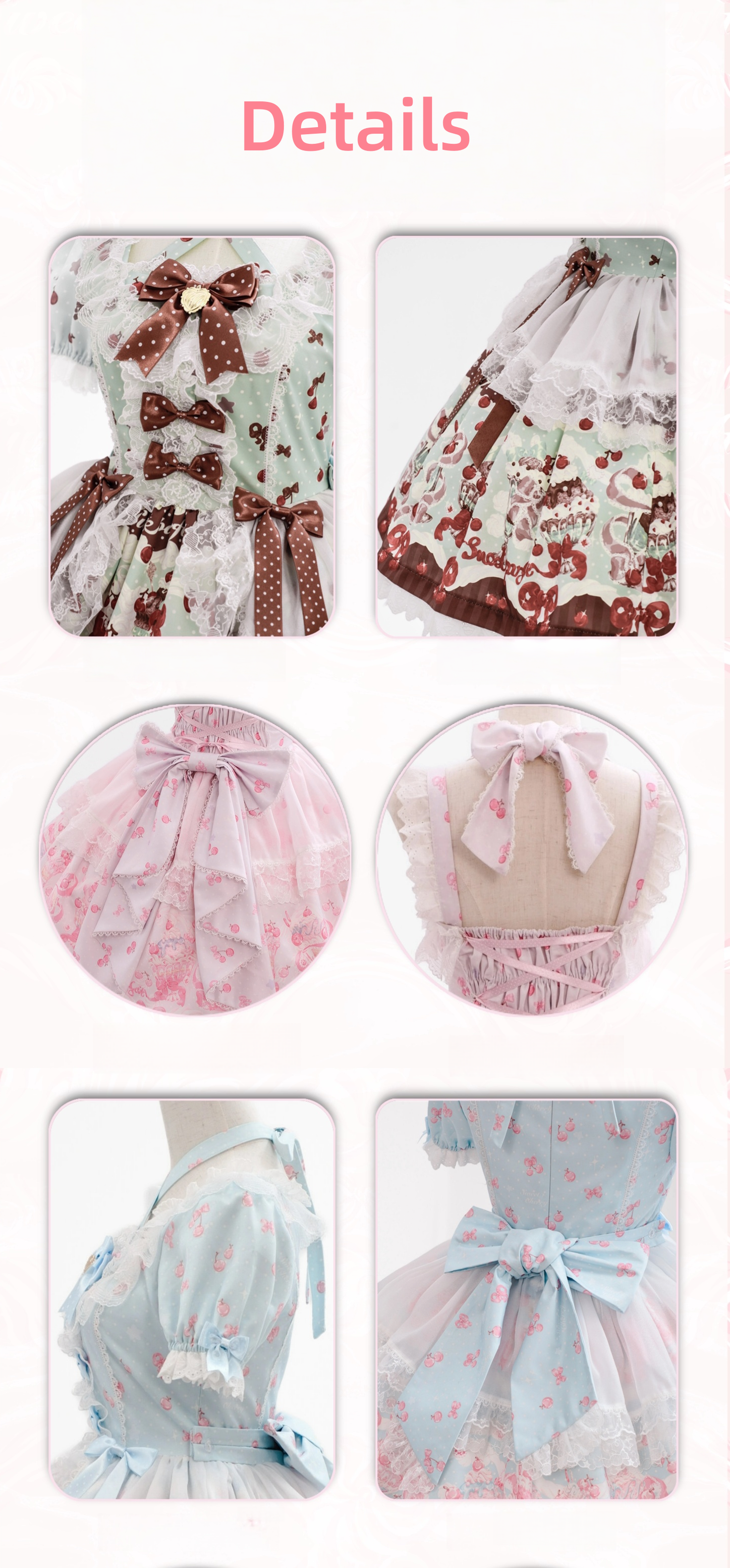 Cherry Parfait - Printed Sweet Lolita Dress, Macaron Colors