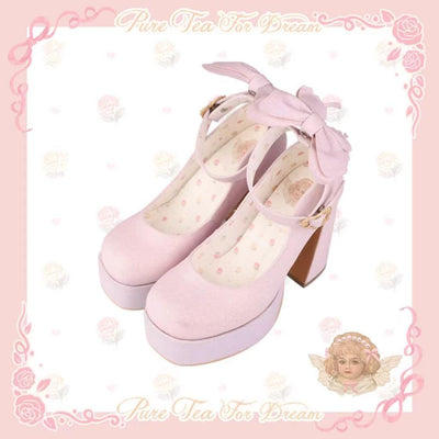 Pure Tea For Dream~Untouchable Butterfly~Elegant Lolita Heels Lolita Shoes PU Shining Platform 34 Shiny Purple (High-Heel) 