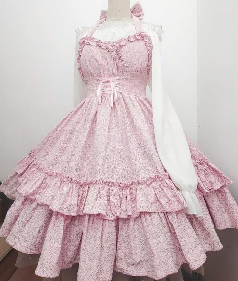 Classic Lolita Halter Neck JSK Dress, Double Layered Skirt 44663:817996