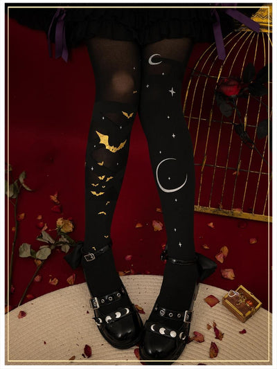 Yidhra~Dream Witch~Gothic Lolita Halloween Tights Pantyhose free size night of the little bat-black 