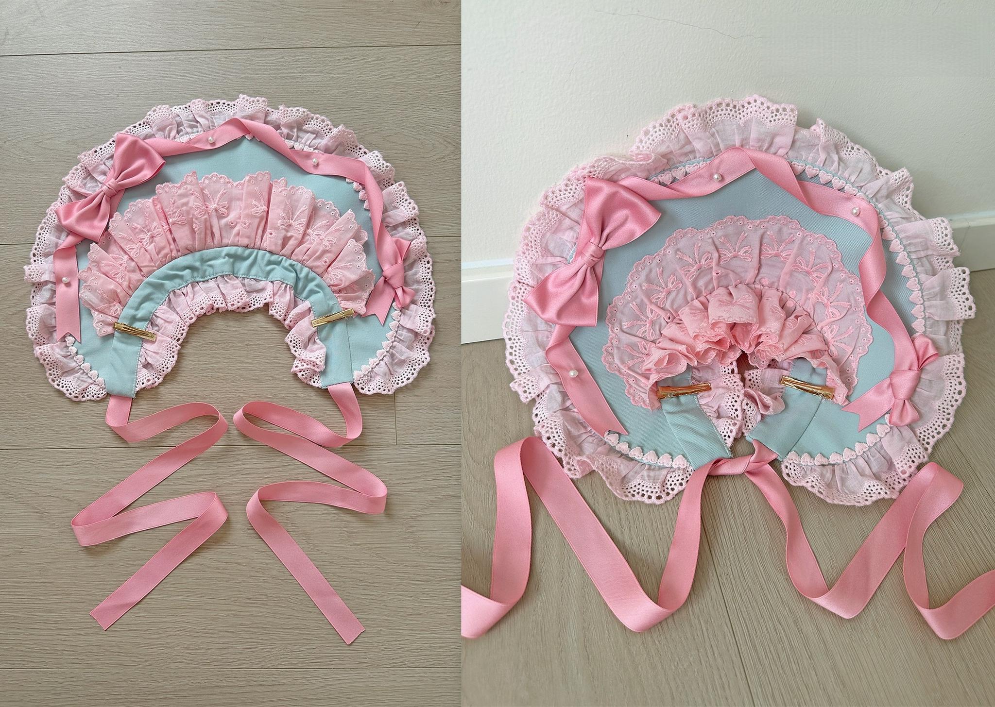 Cream Fondant - Old School Lolita JSK & OP Dress, Pearl Accent Green-pink BNT Only (one size / choose M) S