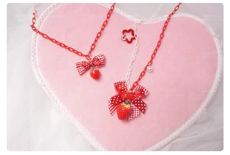 MaoJiang Handmade - Handmade Sweet Lolita Necklace, Strawberry Pendant 43175:797989
