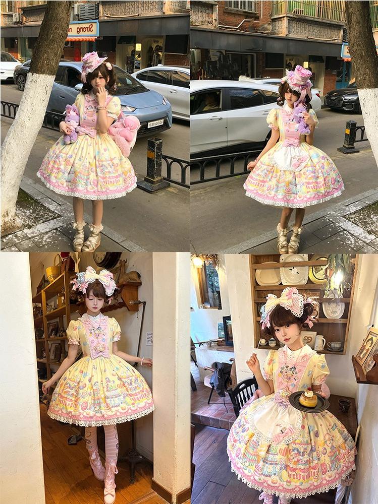 Sweet Dessert Land - Kawaii Lolita OP & JSK Dress Suit, Cake Print 44542:811609