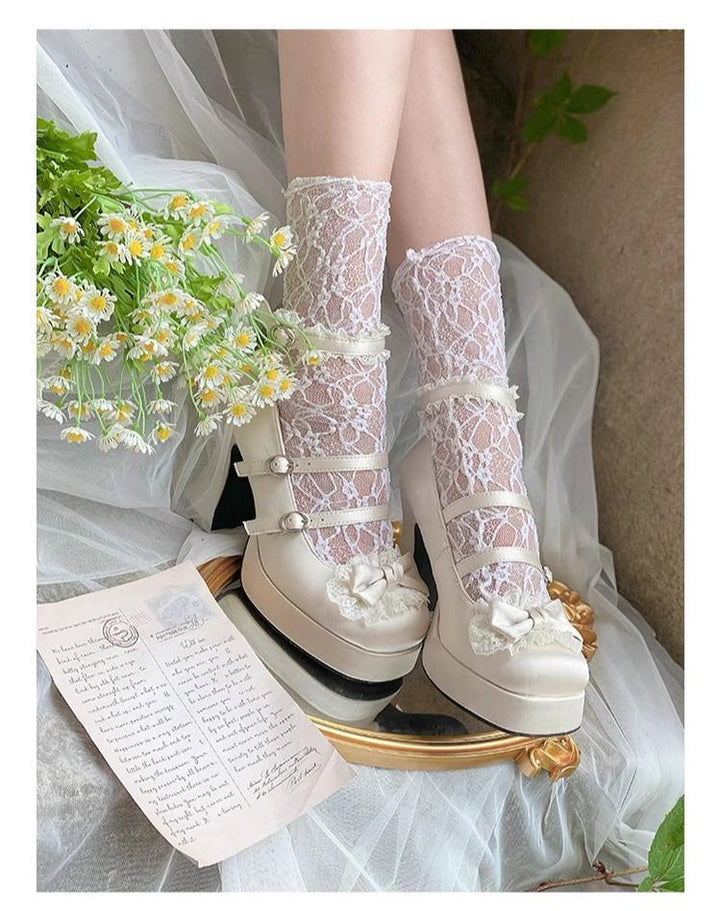 Pure Tea For Dream~Maiden Fairy Tale~Sweet Lolita Lace Shoes Thick Heel Platform Shoes 42089:729351