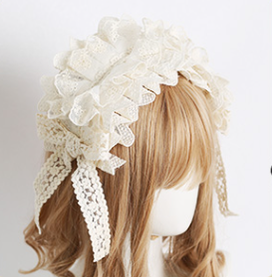 Xiaogui~XG~Sweet Lolita Lace Headdress ivory A  