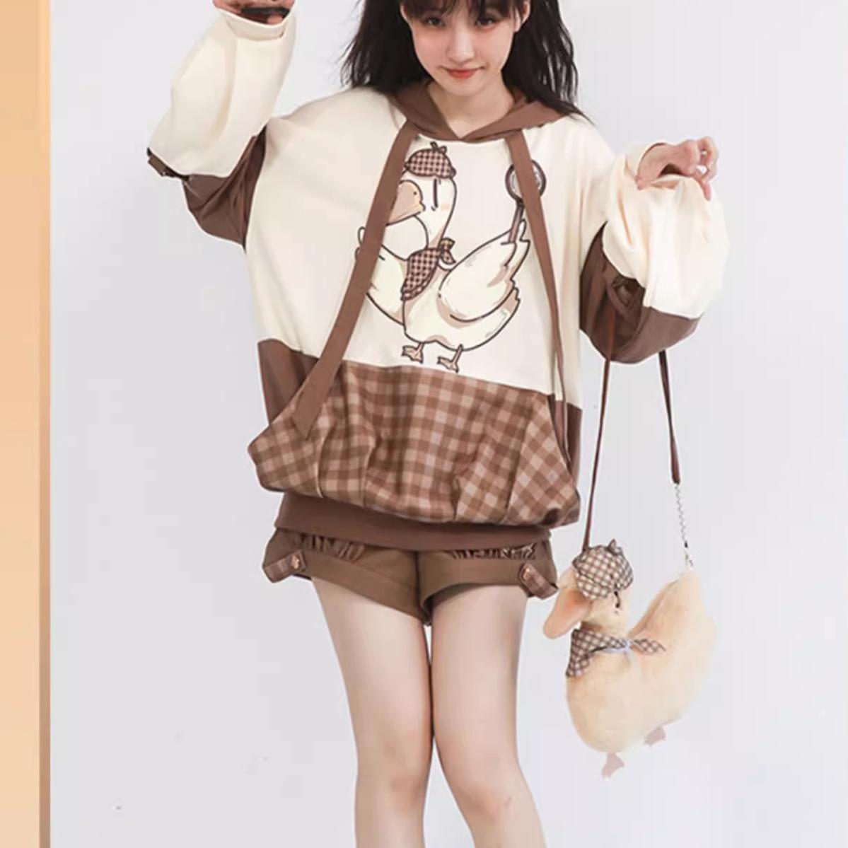 Steamed stuffed pig~Famous Detective Goose~Retro Lolita Hoodie free size hoodie 
