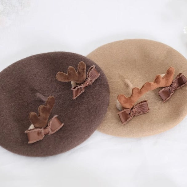 Xiaogui - Sweet Lolita Wool Deer Horn Christmas Beret
