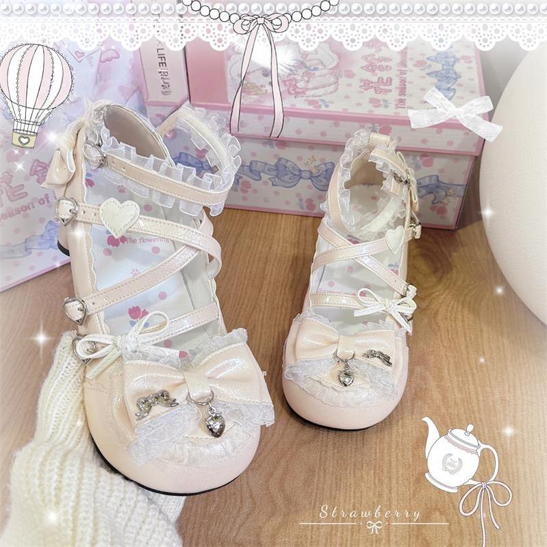 The Season of Booming Flowers - Showa Dreamland - Sweet Lolita Heels, Cute Claw-Shaped Heels (34 35 36 37 38 39 40) 43739:784449