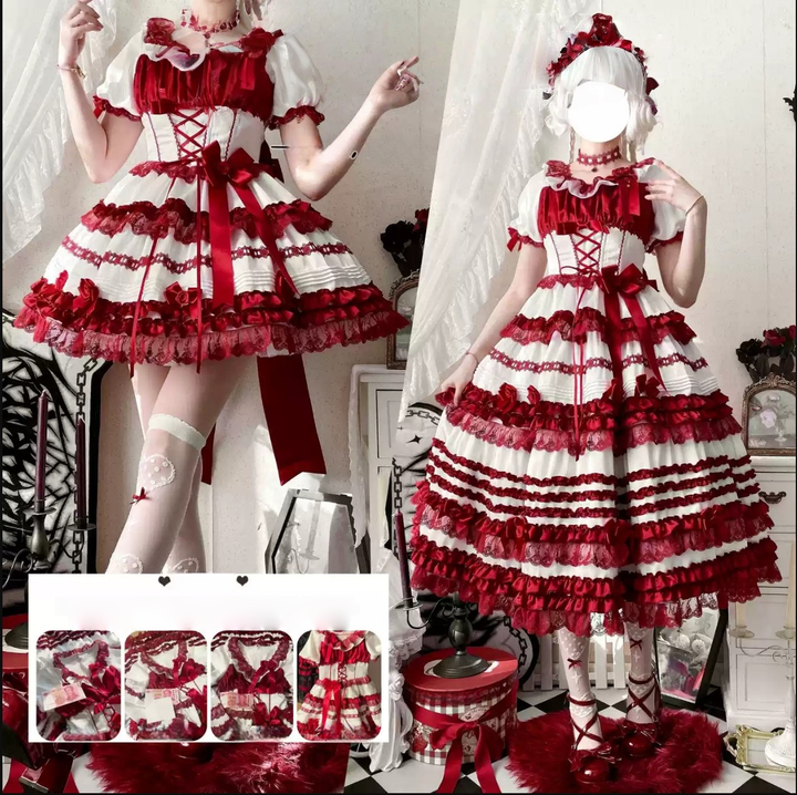 Uncle Wall Original~Stacked Black Currant~Gothic Lolita OP Dark Adjustable Lolita Dress (L M S) 39928:764568