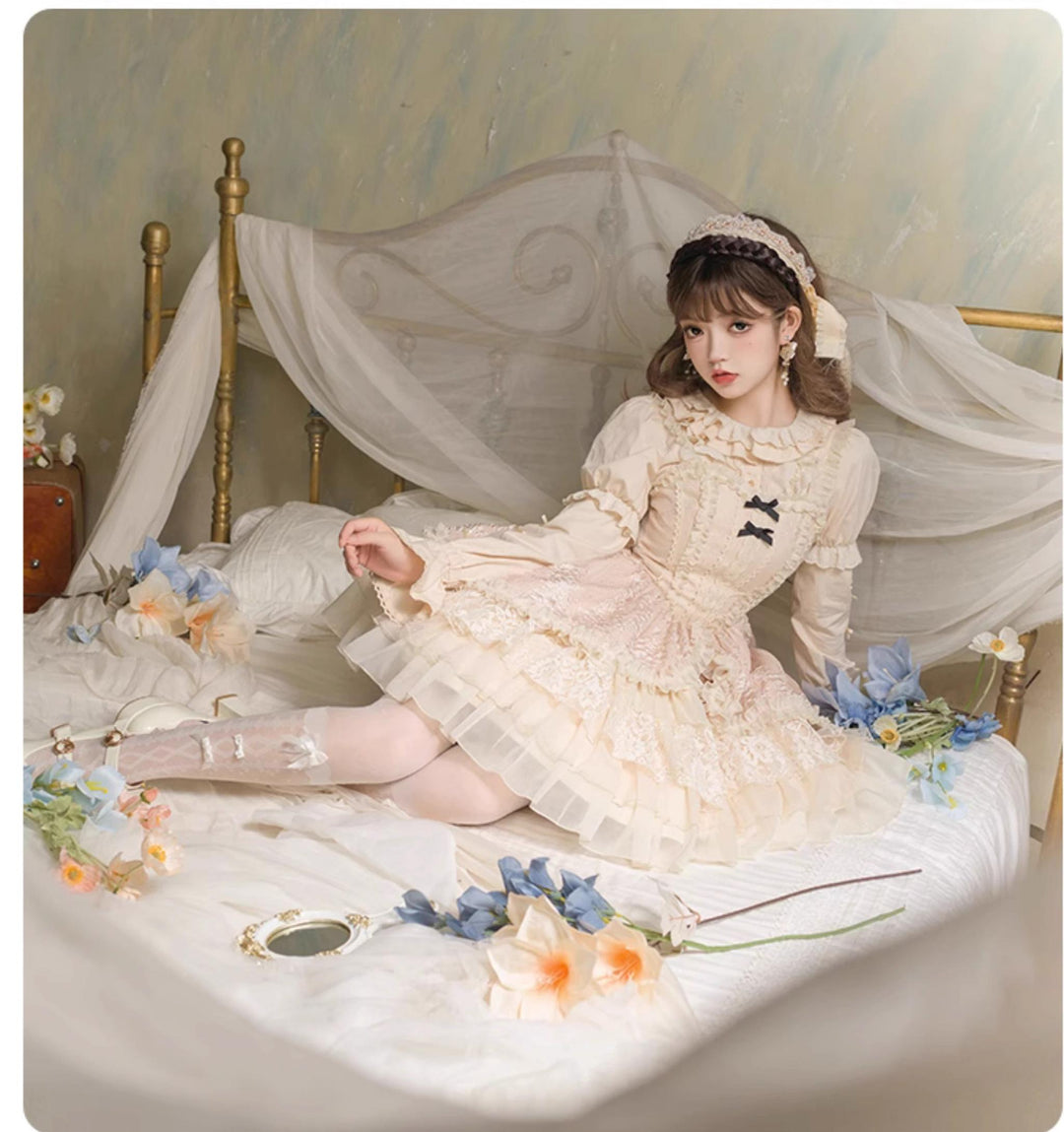 With PUJI~Music Box~Classic Lolita JSK Suit Ballet Cake Skrit