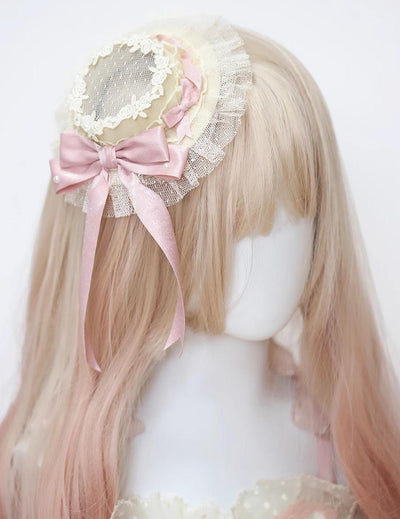 (BFM)The Accessories' Story~Satin Ballet~Sweet Pink Lolita Headdress Feather Bow Hat  