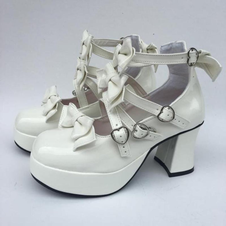 Antaina~Sweet Lolita Heel Shoes Plus Size Shoes 34 White mirror [7.5cm back 3cm front] 