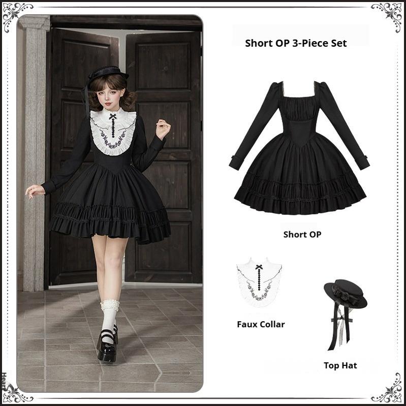 Audrey's Reply - Classic Lolita Square Neck OP, Detachable Embroidered Collar (L M S) 44901:828539