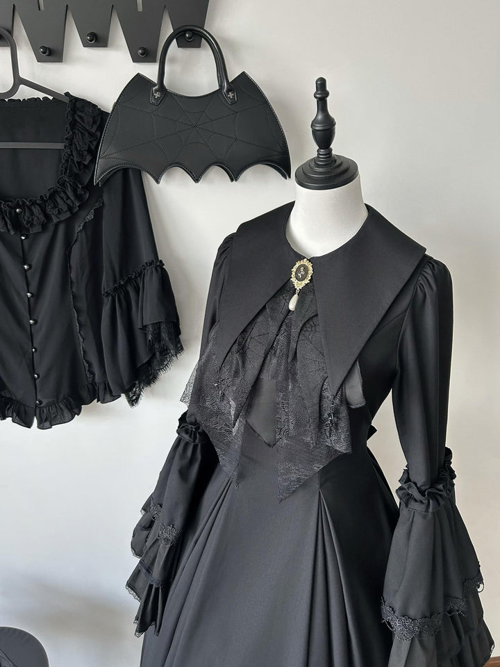 Muppet Mind Ben~Garden Witch~Gothic Lolita Dress Outfit Pointed Collar OP Batwing Cape 41414:772150