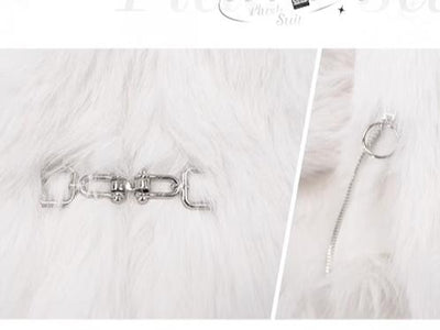 Urtto~Snow Song~Winter Lolita Coat Faux Fur Warm Plush Set   