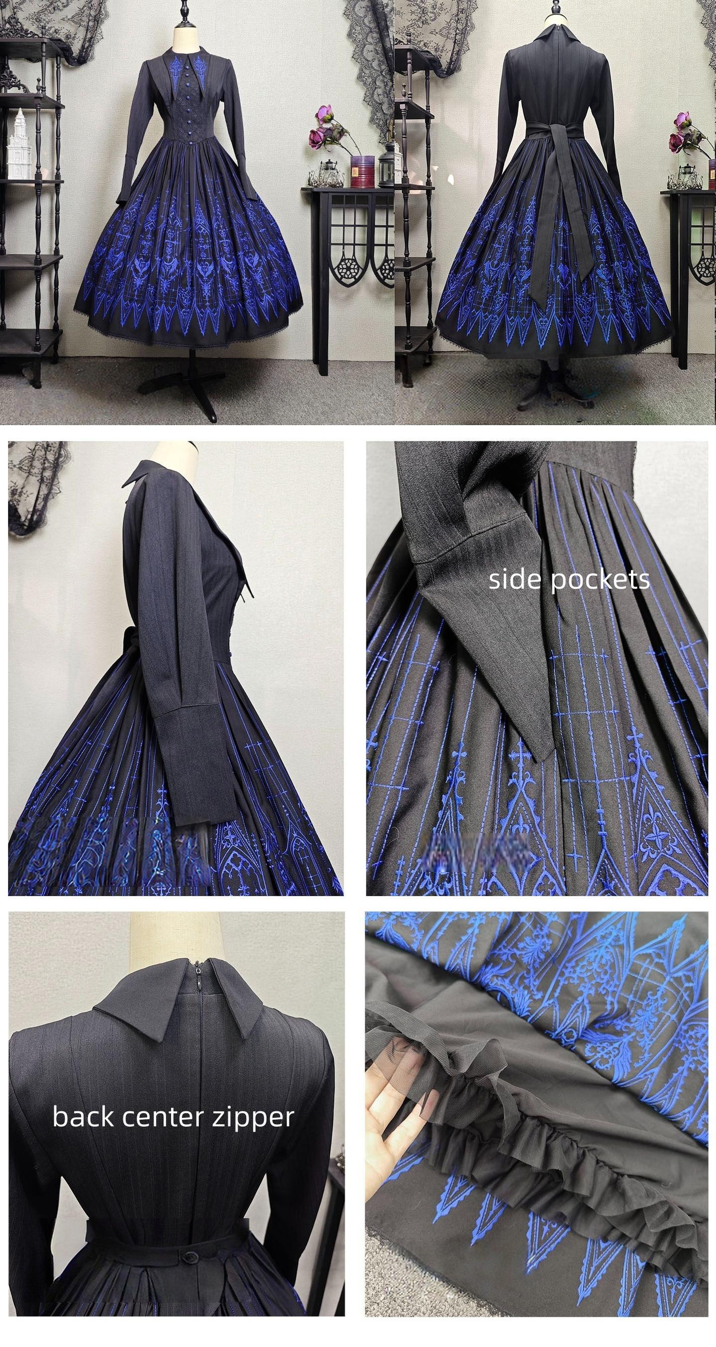 Dream Window - Gothic Lolita Church Embroidery OP Dress, Back Zipper 44510:811355